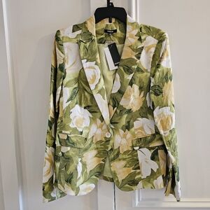 Premise Chic Green and Yellow Floral Blazer Size 8